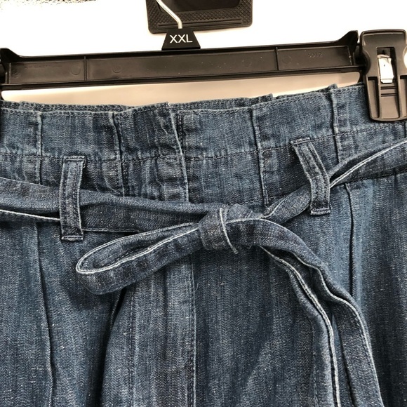 J.CREW Paper-Bag Pant Chambray Denim High Waist Tie Belt Pockets Pleated An054 0 - Picture 5 of 13